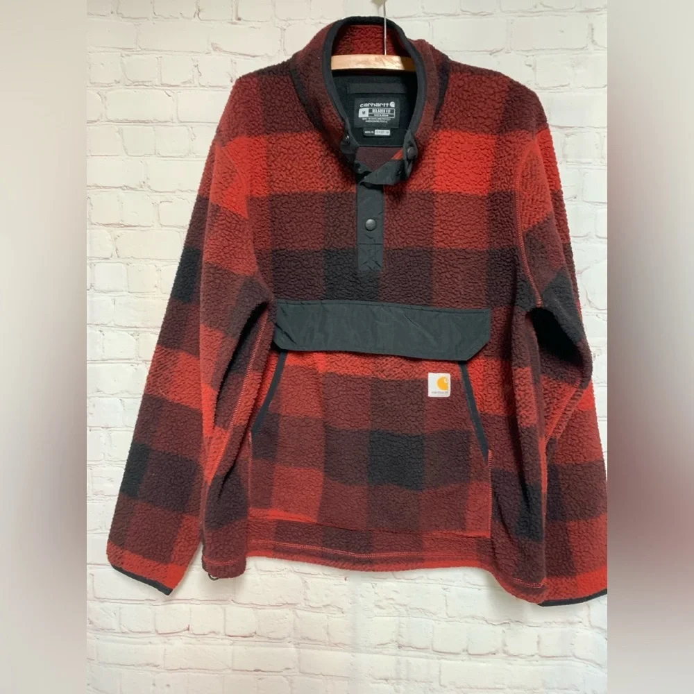 Carhartt Relaxed Fit 1/4 Snap Buffalo Fleece Pullover Jacket Size M​